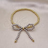 Oro Laminado Fancy Bracelet, Gold Filled Style Bow and Ball Design, Polished, Two Tone, 03.341.0220.07
