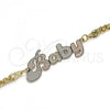 Oro Laminado Fancy Bracelet, Gold Filled Style Nameplate Design, Polished, Tricolor, 03.63.1976.1.08