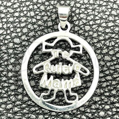 Sterling Silver Fancy Pendant, Little Girl and Mom Design, Polished, Silver Finish, 05.392.0074