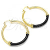Oro Laminado Medium Hoop, Gold Filled Style Black Enamel Finish, Golden Finish, 02.122.0109.40