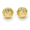 Oro Laminado Stud Earring, Gold Filled Style Diamond Cutting Finish, Golden Finish, 02.100.0054
