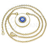 Oro Laminado Pendant Necklace, Gold Filled Style Evil Eye Design, with Multicolor Micro Pave, White Enamel Finish, Golden Finish, 04.313.0027.18