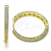 Oro Laminado Huggie Hoop, Gold Filled Style with White Cubic Zirconia, Polished, Golden Finish, 02.204.0015.35