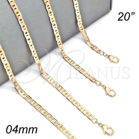 Oro Laminado Basic Necklace, Gold Filled Style Mariner Design, Polished, Golden Finish, 04.213.0134.20