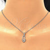 Sterling Silver Pendant Necklace, House Design, with White Cubic Zirconia, Polished, Rhodium Finish, 04.290.0001.18