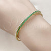 Oro Laminado Individual Bangle, Gold Filled Style with Green and White Cubic Zirconia, Polished, Golden Finish, 07.284.0003.1