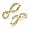 Oro Laminado Huggie Hoop, Gold Filled Style Heart Design, with White Micro Pave, Polished, Golden Finish, 02.316.0072.15