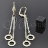 Oro Laminado Long Earring, Gold Filled Style with  Cubic Zirconia, Golden Finish, 5.071.006