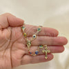 Oro Laminado Medium Rosary, Gold Filled Style Caridad del Cobre and Crucifix Design, Multicolor Resin Finish, Golden Finish, 09.63.0113.18