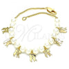 Oro Laminado Charm Bracelet, Gold Filled Style Little Boy and Little Girl Design, Polished, Golden Finish, 03.63.2101.07