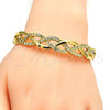 Gold Tone Individual Bangle, with White Crystal, Polished, Golden Finish, 07.252.0020.05.GT (05 MM Thickness, Size 5 - 2.50 Diameter)