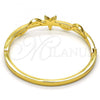 Oro Laminado Individual Bangle, Gold Filled Style Flower Design, with White Crystal, Polished, Golden Finish, 07.252.0037.04 (04 MM Thickness, Size 4 - 2.25 Diameter)
