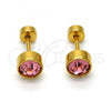 Stainless Steel Stud Earring, with Light Rhodolite Crystal, Polished, Golden Finish, 02.271.0008.10