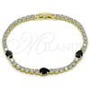 Oro Laminado Tennis Bracelet, Gold Filled Style Teardrop Design, with Black and White Cubic Zirconia, Polished, Golden Finish, 03.284.0026.4.07