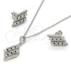 Sterling Silver Earring and Pendant Adult Set, with White Cubic Zirconia, Polished, Rhodium Finish, 10.175.0023