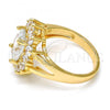 Oro Laminado Multi Stone Ring, Gold Filled Style Flower Design, with White Cubic Zirconia, Polished, Golden Finish, 01.205.0004.08 (Size 8)