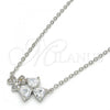 Rhodium Plated Pendant Necklace, Heart Design, with White Cubic Zirconia, Polished, Rhodium Finish, 04.213.0034.1.16