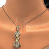 Oro Laminado Religious Pendant, Gold Filled Style San Lazaro Design, with White Cubic Zirconia, Polished, Golden Finish, 05.120.0059