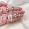 Oro Laminado Medium Rosary, Gold Filled Style Guadalupe and Ball Design, Polished, Golden Finish, 09.411.0008.24