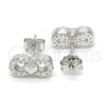 Sterling Silver Stud Earring, Infinite and Heart Design, with White Cubic Zirconia, Polished, Rhodium Finish, 02.336.0029