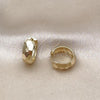 Oro Laminado Huggie Hoop, Gold Filled Style Disco Design, Diamond Cutting Finish, Golden Finish, 02.213.0746.15