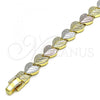 Oro Laminado Fancy Bracelet, Gold Filled Style Heart Design, Matte Finish, Tricolor, 03.102.0071.07