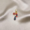 Oro Laminado Religious Pendant, Gold Filled Style Figa Hand and Evil Eye Design, Red Resin Finish, Golden Finish, 05.63.1166