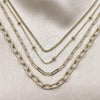 Stainless Steel Fancy Necklace, Miami Cuban and Rolo Design, Polished, Golden Finish, 04.437.0008.16