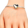 Rhodium Plated Individual Bangle, Heart Design, with Light Silk Swarovski Crystals, Polished, Rhodium Finish, 07.239.0013.6 (02 MM Thickness, One size fits all)