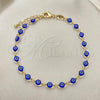 Oro Laminado Fancy Bracelet, Gold Filled Style Evil Eye Design, Blue Resin Finish, Golden Finish, 03.63.2212.2.07