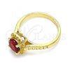 Oro Laminado Multi Stone Ring, Gold Filled Style with Garnet Cubic Zirconia, Polished, Golden Finish, 01.284.0044.1.09