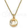 Oro Laminado Fancy Pendant, Gold Filled Style Initials Design, with White Cubic Zirconia, Polished, Golden Finish, 05.26.0027
