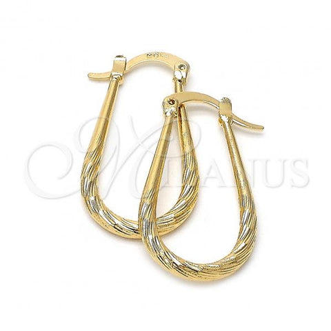 Oro Laminado Medium Hoop, Gold Filled Style Diamond Cutting Finish, Golden Finish, 5.158.025