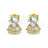 Oro Laminado Stud Earring, Gold Filled Style with White Cubic Zirconia, Polished, Golden Finish, 02.346.0008.4