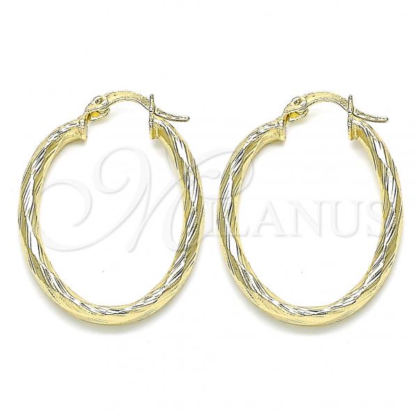 Oro Laminado Medium Hoop, Gold Filled Style Diamond Cutting Finish, Golden Finish, 02.213.0240.25