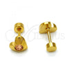 Stainless Steel Stud Earring, Heart Design, with Dark Champagne Crystal, Polished, Golden Finish, 02.271.0004.6