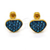 Stainless Steel Stud Earring, Heart Design, with Blue Topaz Crystal, Polished, Golden Finish, 02.271.0022.6