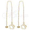 Oro Laminado Threader Earring, Gold Filled Style Flower Design, Polished, Golden Finish, 02.65.2511