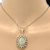 Oro Laminado Religious Pendant, Gold Filled Style Guadalupe Design, with White Cubic Zirconia, Polished, Golden Finish, 05.120.0030