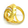 Oro Laminado Multi Stone Ring, Gold Filled Style Greek Key Design, with White Crystal, Polished, Golden Finish, 01.241.0030.09 (Size 9)
