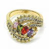 Oro Laminado Multi Stone Ring, Gold Filled Style with Multicolor Cubic Zirconia, Polished, Golden Finish, 01.283.0009.1.07 (Size 7)