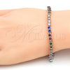 Rhodium Plated Tennis Bracelet, with Multicolor Cubic Zirconia, Polished, Rhodium Finish, 03.210.0019.3.08