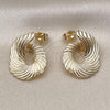 Oro Laminado Stud Earring, Gold Filled Style Diamond Cutting Finish, Golden Finish, 02.195.0350