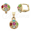 Oro Laminado Earring and Pendant Adult Set, Gold Filled Style with  Crystal, Golden Finish, 10.150.0039