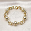 Oro Laminado Fancy Bracelet, Gold Filled Style Ball Design, Polished, Golden Finish, 03.331.0306.09
