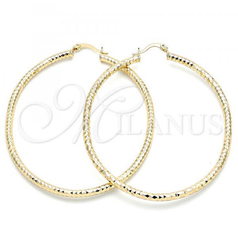 Oro Laminado Large Hoop, Gold Filled Style Diamond Cutting Finish, Golden Finish, 02.213.0238.60