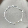Sterling Silver Fancy Bracelet, Heart Design, with White Cubic Zirconia, Polished, Silver Finish, 03.400.0009.07