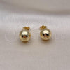Oro Laminado Stud Earring, Gold Filled Style Ball Design, Polished, Golden Finish, 5.128.014