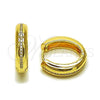 Oro Laminado Huggie Hoop, Gold Filled Style with White Micro Pave, Polished, Golden Finish, 02.283.0277.20
