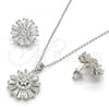 Sterling Silver Earring and Pendant Adult Set, with White Cubic Zirconia, Polished, Rhodium Finish, 10.286.0019